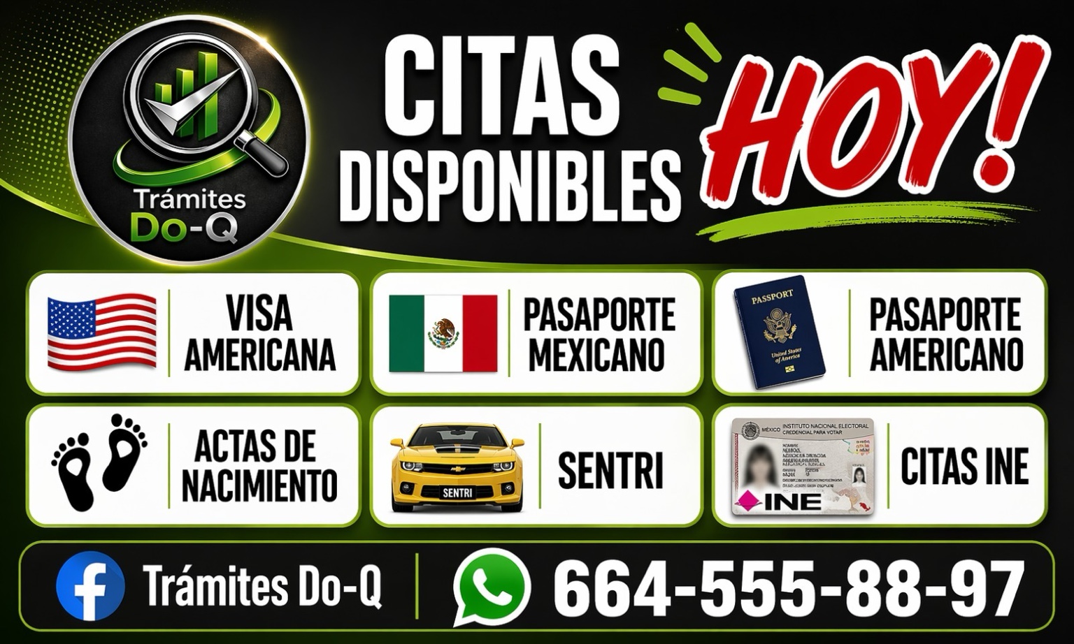 Trámites Do-Q, citas disponibles hoy, visa americana, pasaporte mexicano y pasaporte americano